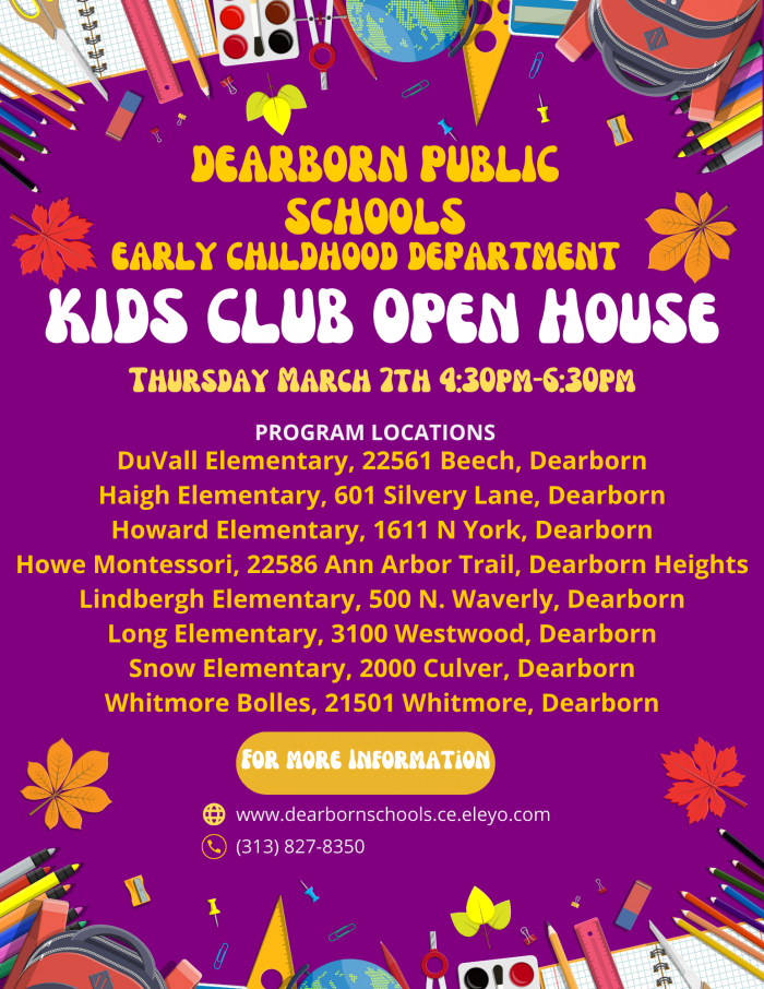 Howe Kids Club open house on March 7